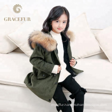 Good price real fur lined parka with hood kids